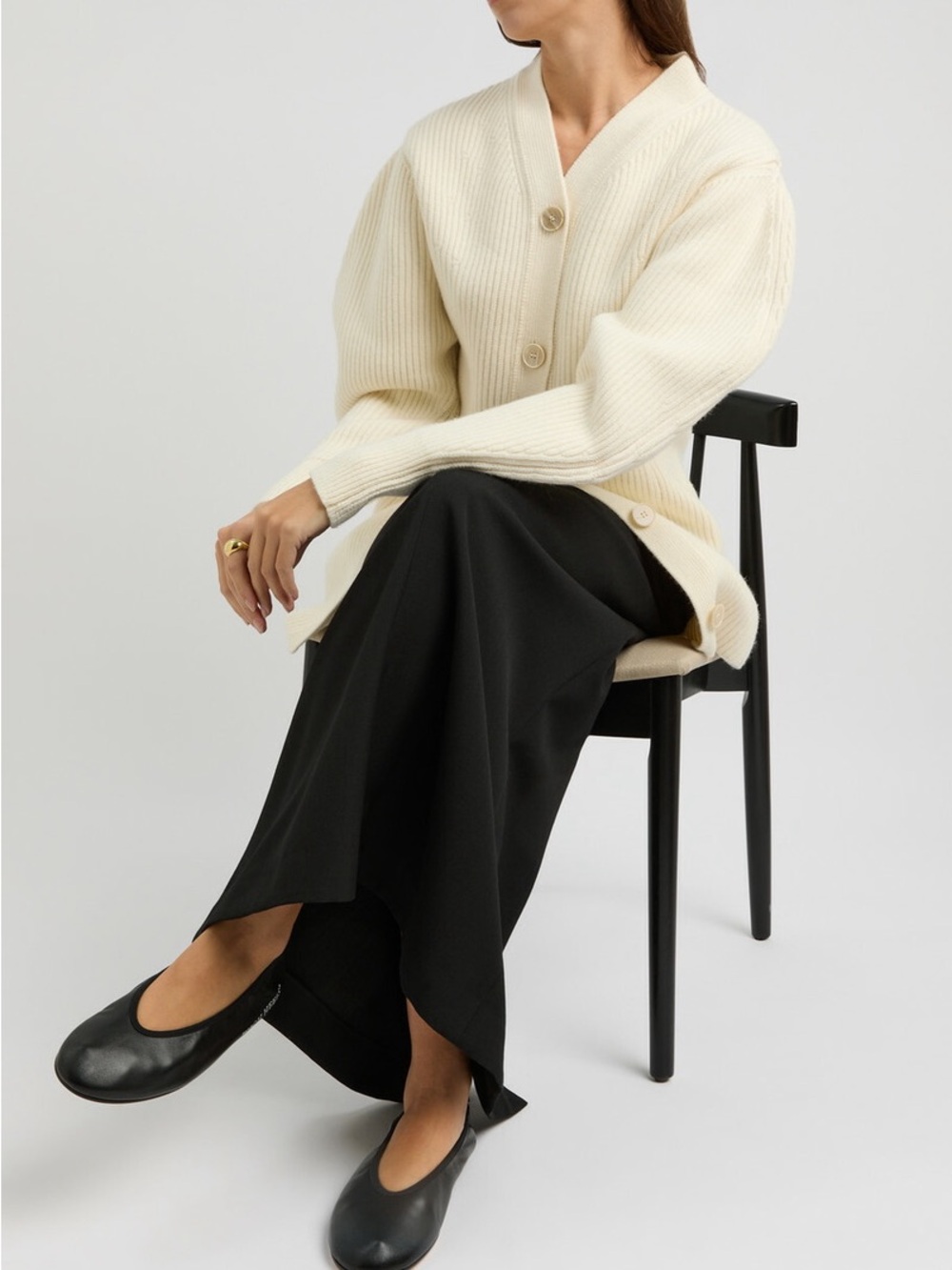 OFF-WHITE Leather Slip On Ballet Ballerina High Heel Flats